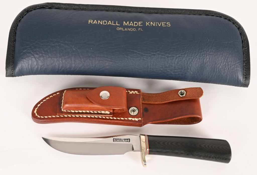 RANDALL MADE MODEL 3 KNIFE: BLADE: 5". OAL: 9 3/4". The Randall Made Model 3 is a popular, versatile, and heavy-duty sportsman's knife designed for a wide range of outdoor activities. It features a fixed blade, nickel plate