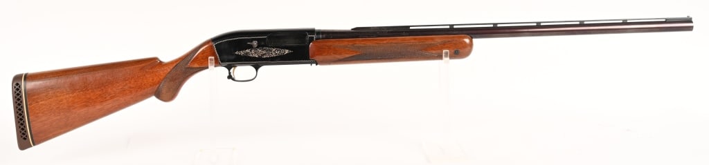 BROWNING DOUBLE AUTOMATIC SHOTGUN BY FN: SERIAL NUMBER: 1A40236. BARREL: 26 1/4". GAUGE: 12 GA. CHAMBER: 2 ¾". MANUFACTURED: 1952-1971. The Browning Double Automatic is a unique 12-gauge, 2-shot semi-automatic shotgun designed by Val