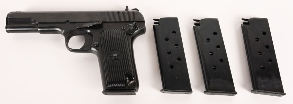 NORINCO MODEL 54-T SEMI AUTO PISTOL 7.62X25: SERIAL NUMBER: 39008591 BARREL: 4 1/2" CALIBER: 7.62 X 25 MANUFACTURED: 1954 - 1980's Used Norinco Type 54 7.62×25 For Sale | Used Guns For SaleThe Norinco Type 54 (often referred to as the 54-T