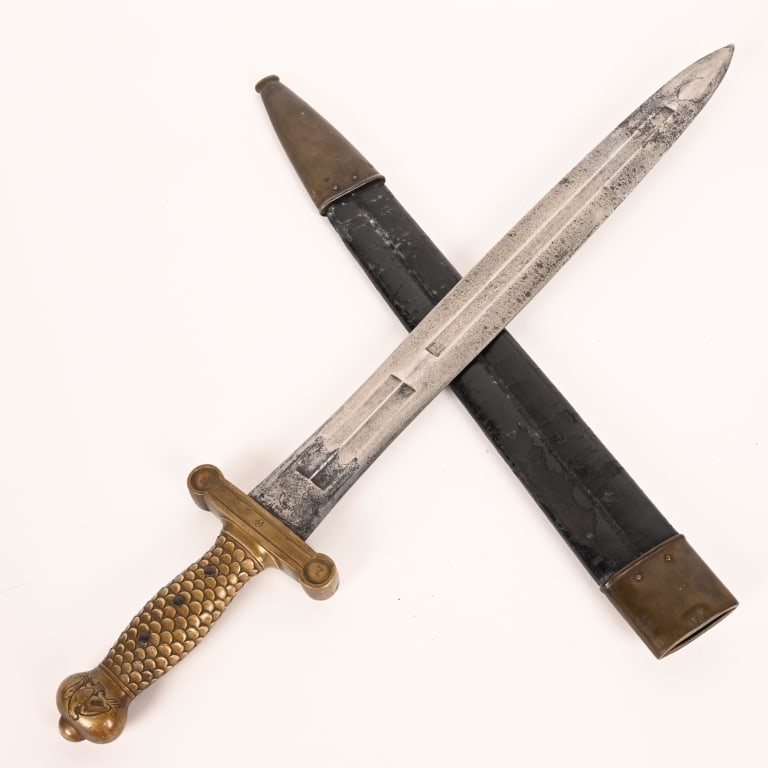 CIVIL WAR M1832 AMES FOOT ARTLLERY SWORD 1845 DTD: Nice original Model 1832 N.P. Ames Foot Artillery Sword. Sword is marked at ricasso with Eagle and N.P. Ames Springfield on one side and United States 1845 NWP. 19" blade is fullered on both sides and