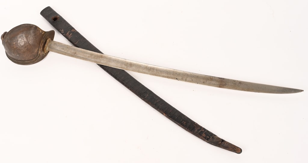 CIVIL WAR US NAVY CUTLASS M1860 DR INSPECTED 1862: Civil War U.S. Navy cutlass with original scabbard. This US MODEL 1860 cutlass is in very good condition with leather covered wooden grip, large brass guard and is complete with original leather scabb