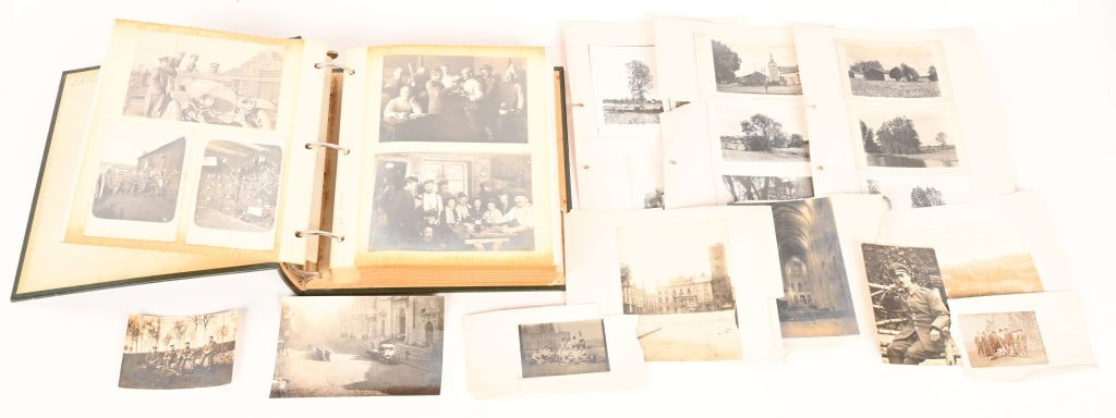 WWI IMPERIAL GERMAN AVIATION PHOTO ALBUM WW1: Roughly 200 images of an Imperial German Aviation Unit. The photos have been taken from the original album and put in a much later album. There are several Aviator and Airplane photos as well as after