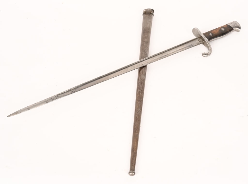 BELGIUM M1882 MUSICIANS DRESS SWORD BAYONET: Belgian M 1882 Musician's Dress Sword Bayonet. This bayonet has not been slotted or filled but otherwise is identical to the standard Belgium Model 1882 Bayonet. Excellent condition 