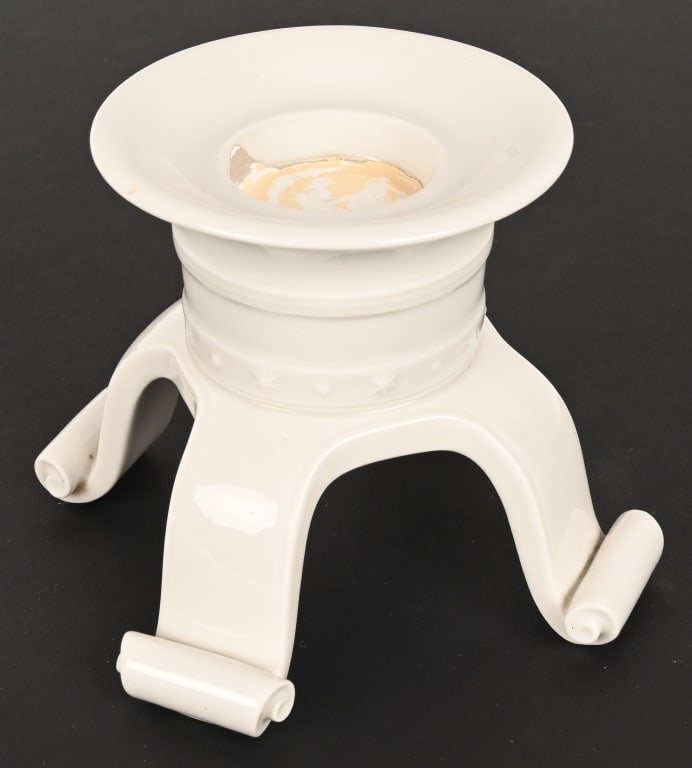 WWII NAZI GERMAN SS ALLACH CANDLE HOLDER #89: Beautiful SS Allach Porcelain Candle Holder number 89. The candle holder measures 4 1/2 inches tall and is in mint condition with some candle residue to its center. Franz Nagy had owned the land since