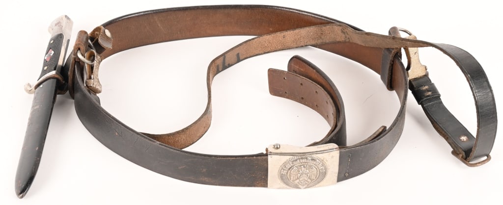 WWII NAZI HERMAN HJ CAMP KNIFE & BELT W BUCKLE WW2: WWII Nazi German Hitler Youth Camp Knife and Belt Rig to include 1) WWII NAZI GERMAN HITLER YOUTH CAMP KNIFE BY PUMA. This HJ Knife is a fine example of the type, nickel-plated over a steel base. The