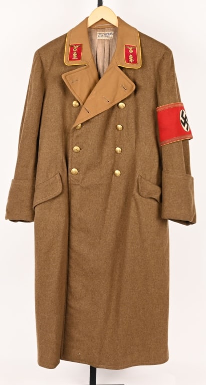 WWII NAZI GERMAN REICHSLEITER OVERCOAT PUBLISHED: Reichs-Level Abschnittsleiter Overcoat published in Uniforms of the NSDAP: Uniforms - Headgear - Insignia of the Nazi Party by Jeff Clark. The overcoat is tailored by Deutsche Unifromierungsstatte Ver