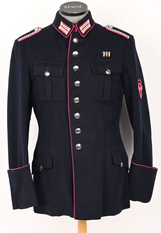 WWII NAZI GERMAN FEUERSCHUTZPOLIZEI LINKENHEIM WW2: WWII Nazi German fire police tunic from Linkenheim. The Feuerschutzpolizei or Fire Protection Police was formed in 1938-39 in the IIIrd Reich and attached to the Ordnungspolizei when the municipal fir
