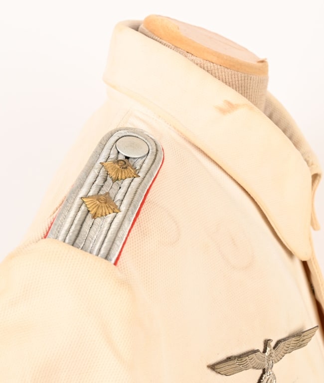 WWII NAZI GERMAN HAUPTMANN WHITE SUMMER TUNIC - 6