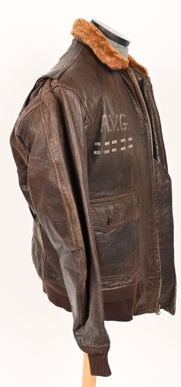 WWII US AVG PAINTED & NAMED ACE FLIGHT JACKET WW2 - 5