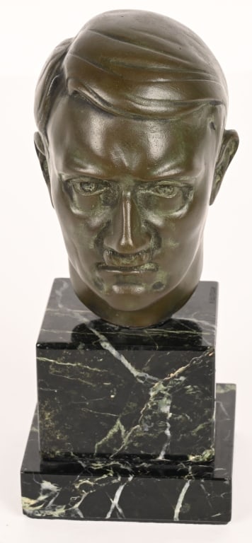 WWII NAZI GERMAN BUST OF ADOLF HITLER ON MARBLE (1 of 6)