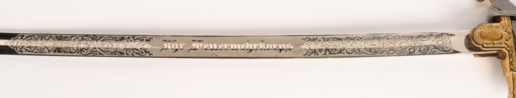 WWII PRESENTATION TRIPLE ENGRAVED EICKHORN SWORD - 3