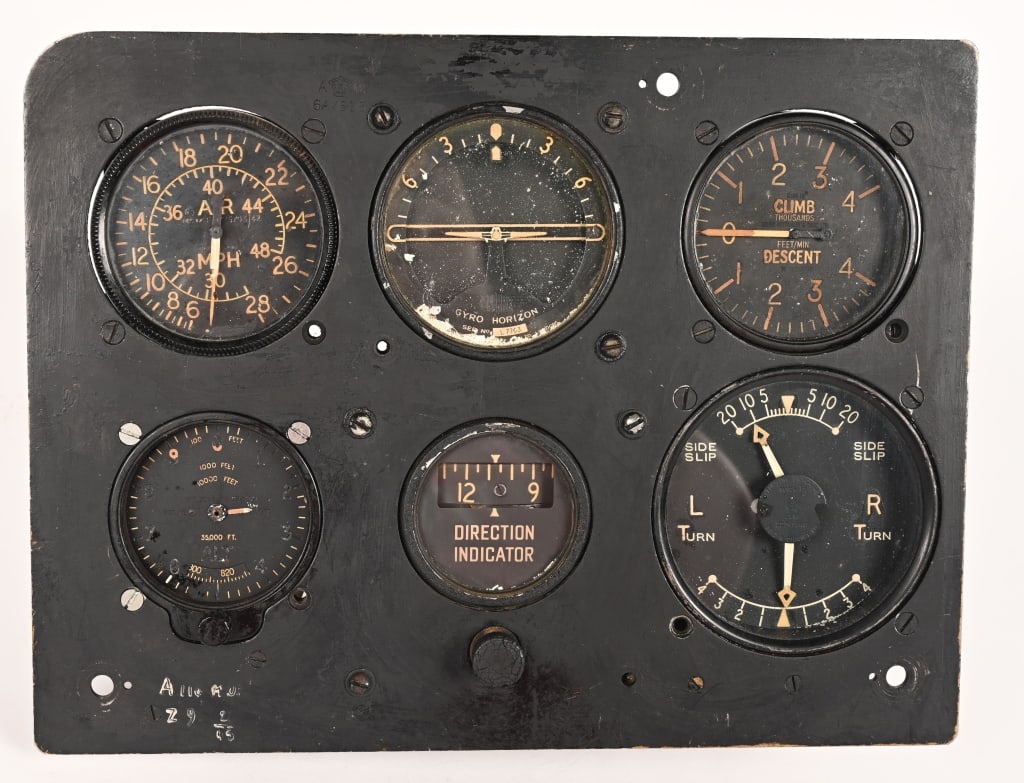 WWII BRITISH SPITFIRE MKV INSTRUMENT PANEL WW2: This is the original WW2 blind flying panel out of an RAAF Spitfire MK V fighter, complete with instruments, it will also fit other early war english types.