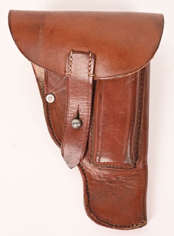 WWII NAZI GERMAN POLICE HOLSTER SCHAMBACH & CO: WWll Schambach & Co., Berlin 1942 Nazi Leather Police Eagle marked holster for the Mauser Hsc – Sauer 38h