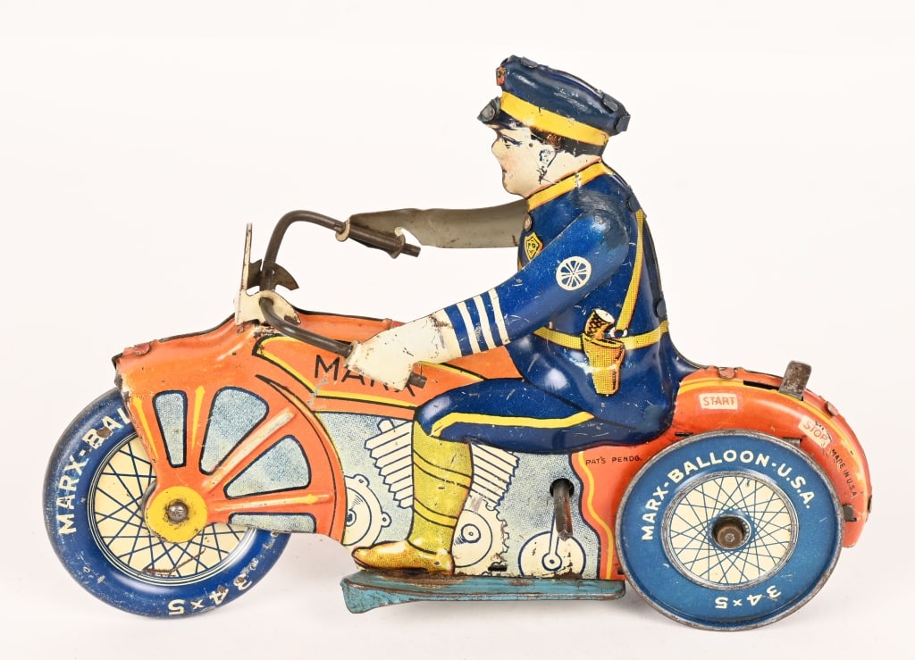 MARX TIN WINDUP BALLOON TIRE MOTORCYCLE (1 of 5)