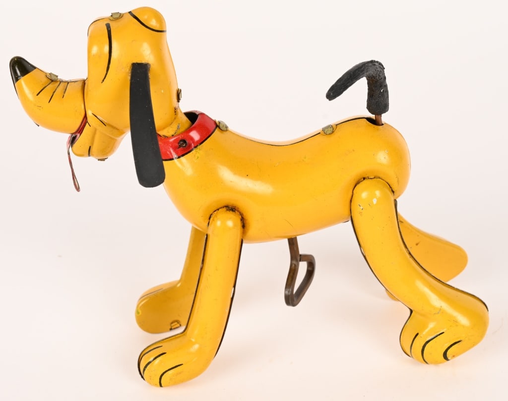 LINEMAR TIN WINDUP SPIN TAIL PLUTO: All original and complete with tail and ears. Works. 6" Excellent Provenance: Don Hultzman Collection