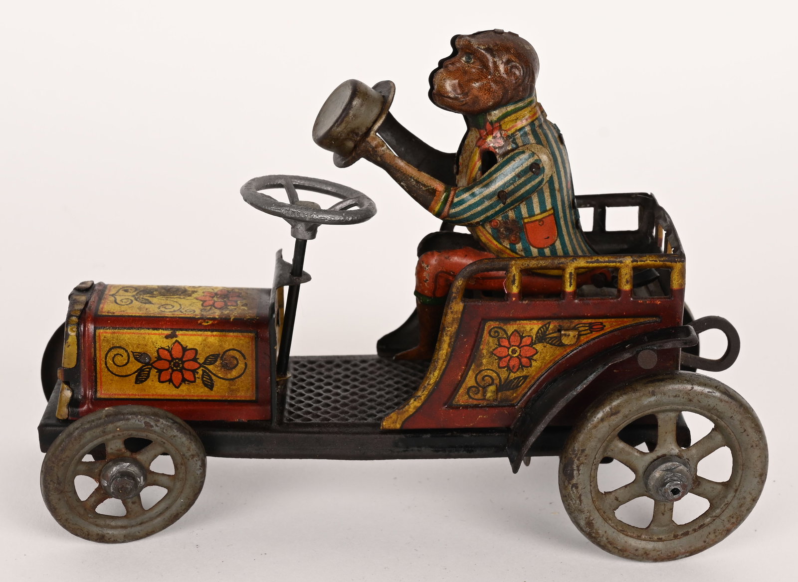 DITSLER TIN WINDUP MONKEY CAR (1 of 5)