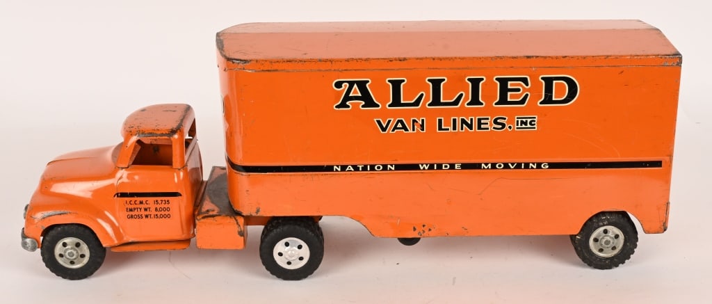 TONKA ALLIED VAN LINE MOVING TRUCK: All original with decent paint and decals. Has some wear. 24" Very Good-Excellent