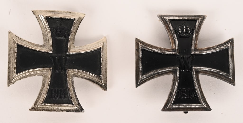 REPO WW1 IMPERIAL GERMAN IRON CROSS LOT OF 2 WWI: Lot of two Imperial German Iron Crosses of the first class. Both are single piece construction but still have a very good look to them.