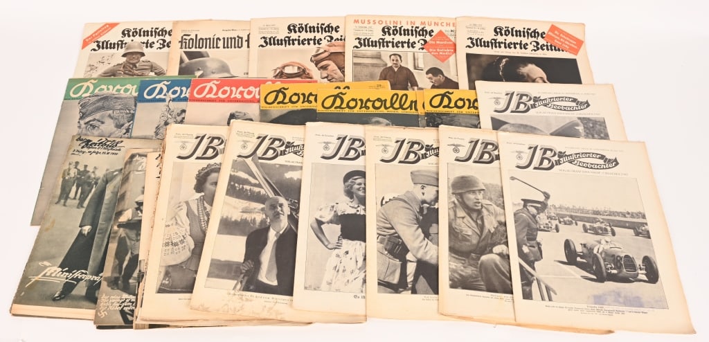 WWII NAZI GERMAN WEHRMACHT PERIODICAL MAGAZINES: Group of 32 Nazi period magazines. Many attractive military covers. Excellent