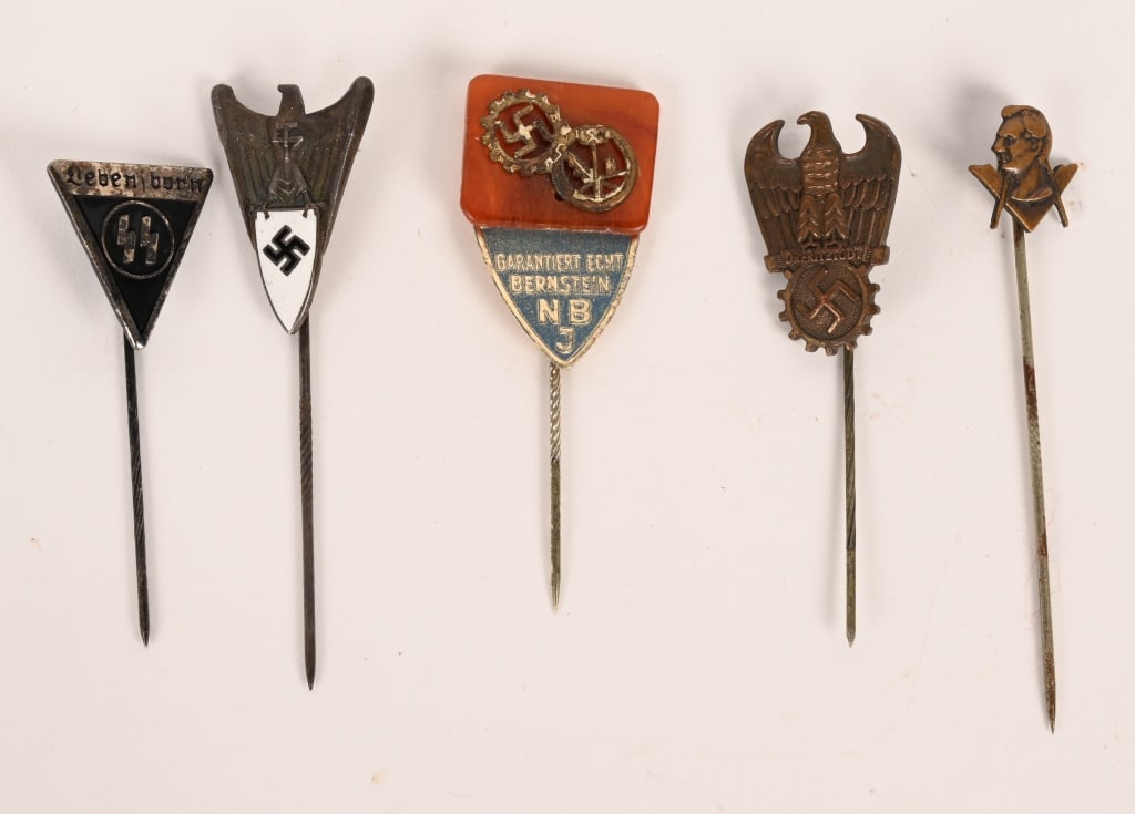WWII NAZI GERMAN STICKPIN SS DAF TODT AIRCRAFT WW2: WWII Nazi German Stickpin lot to include 1) SS Lebensborn eV STICK PIN. Lebensborn eingetragener Verein , was a welfare organization for unmarried mothers who had children with members of the SS , as 
