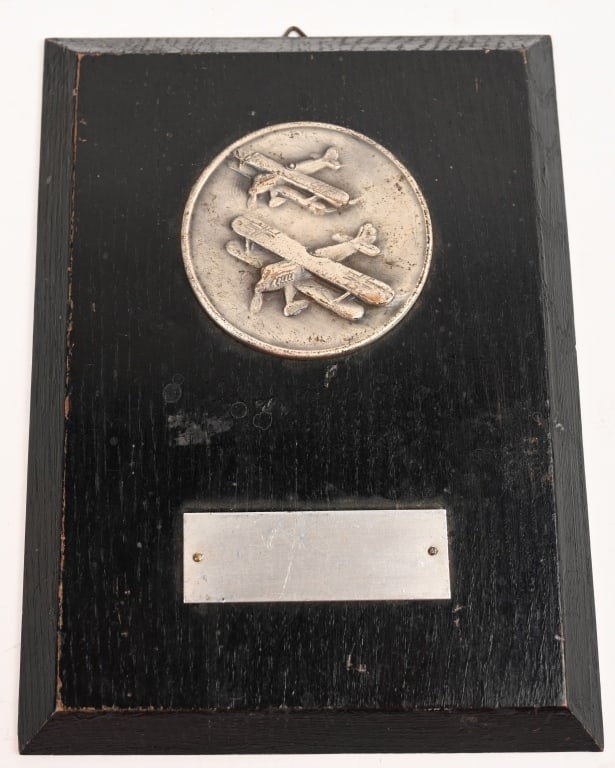 WWII NAZI GERMAN LUFTWAFFE BIPLANE AWARD PLAQUE (1 of 2)