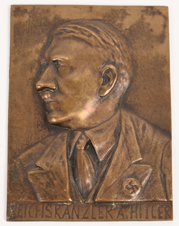 WWII NAZI GERMAN ADOLF HITLER BRONZE WALL PLAQUE (1 of 4)