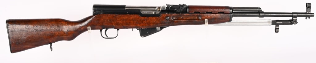 1960 ROMANIAN SKS SEMI AUTO RIFLE: SERIAL NUMBER: RB5078-1960. BARREL: 20-1/2". CALIBER: 7.62X39. MANUFACTURED: 1960. Made at the Cugir factory, with military arsenal stamp on the left side of the action. Import marked on the barrel. M