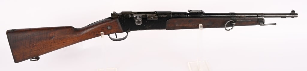 FRENCH MLE 1886 CARBINE RIFLE / M95: SERIAL NUMBER: B70919 BARREL: 17 1/2" CALIBER: 8 MM LEBEL MANUFACTURED: 1899-1900 Designed in 1886 and adopted the following year by the French military, the Lebel Modèle 1886 has the distinction