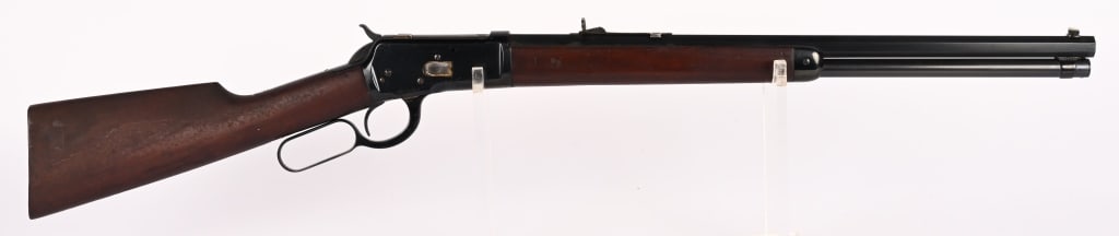 WINCHESTER MODEL 1892 LEVER ACTION 44/40: SERIAL NUMBER: 146649 BARREL: 20" CALIBER: 44-40 MANUFACTURED: 1897 Made in the USA. Metal is blue finish with standard sights. Full octagon barrel with 2 line address on top. Walnut stock and forend
