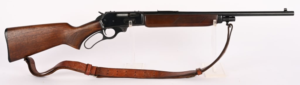 MARLIN MODEL 36 LEVER ACTION IN 30-30 WIN.: SERIAL NUMBER: 225488 BARREL: 20" CALIBER: 30-30 WIN. MANUFACTURED: 1938 - 1940 Made in the USA. Metal is blue finish with standard sights. Walnut stock and forend and Marlin butt plate attached.