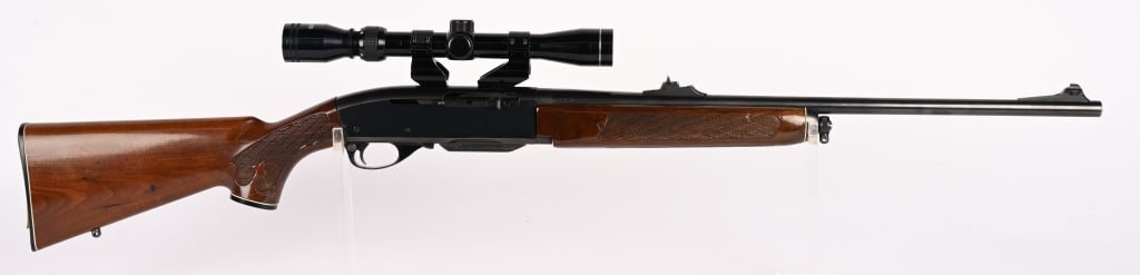 REMINGTON MODEL 742 WOODSMASTER IN 30-06 SCOPED: SERIAL NUMBER: A6968571 BARREL: 22" CALIBER: 30-06 SPRG. MANUFACTURED: 1975 - 1978 Made in the USA. Metal is blue finish with standard sights. Tasco 3-9 x 32 is mounted . Checkered walnut stock and