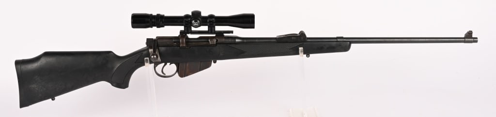 ENFIELD NO1 MKIII SPORTER BOLT ACTION RIFLE IN 303: SERIAL NUMBER: Y4366 BARREL: 25" CALIBER: 303 BRITT MANUFACTURED: 1918 Metal is blue finish with standard front and missing rear sights. Bushnell 3-9 x 32 scope is mounted. Black polymer stock and for