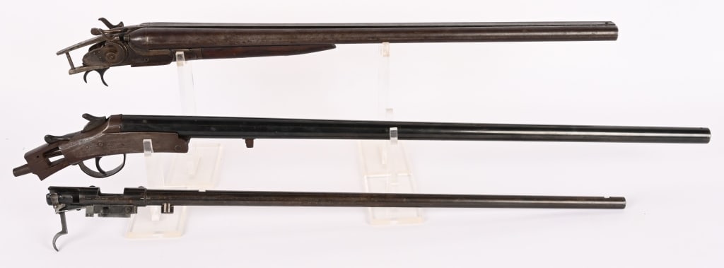 PARTS PARTS PARTS - 3 BARREL ASSEMBLIES: This lot contains (1) SXS American 12 gauge shot gun S/N: NSN, (1) Winchester .22 rifle barrel S/N: NSN and (1) 12 gauge single shot barrel and action S/N 4766. CONDITION: As Is. C&R