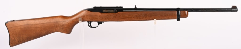 RUGER 10/22 SEMI AUTO CARBINE .22LR RIFLE: SERIAL NUMBER: 230-96372. BARREL: 18 1/2". CALIBER: .22 LR. MANUFACTURED: 1988. Rifle is the blued model with an alloy receiver and trigger guard. Has fold down Buckhorn style rear sight and gold bead