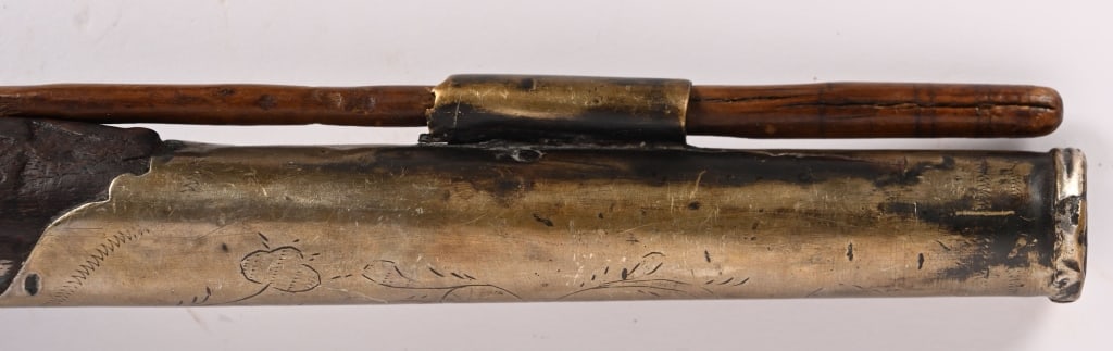 LARGE SILVER MOUNTED FLINTLOCK PISTOL - 10