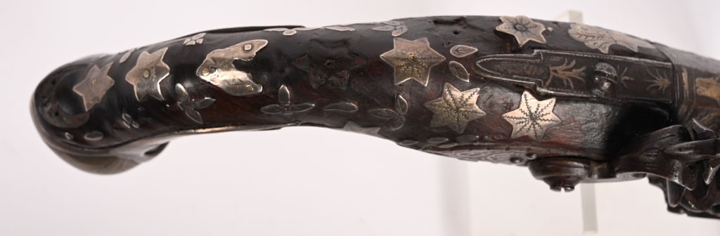 LARGE SILVER MOUNTED FLINTLOCK PISTOL - 11