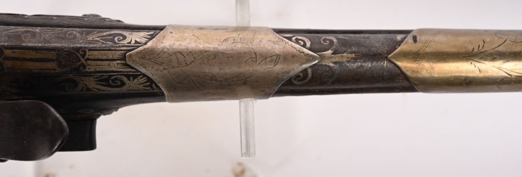 LARGE SILVER MOUNTED FLINTLOCK PISTOL - 13