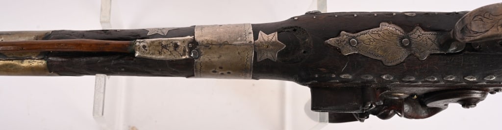 LARGE SILVER MOUNTED FLINTLOCK PISTOL - 17