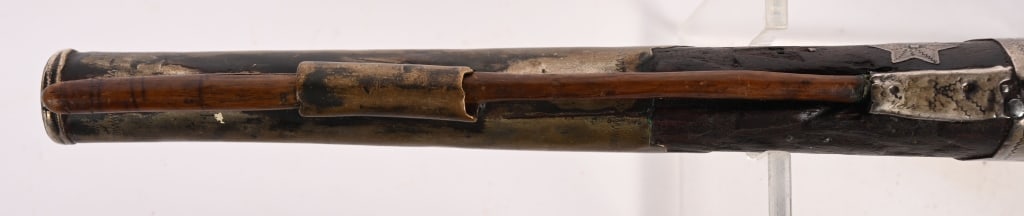 LARGE SILVER MOUNTED FLINTLOCK PISTOL - 18