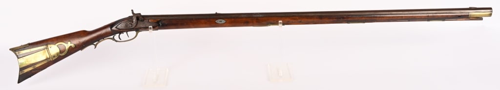 19TH CENTURY FULL STOCK PERCUSSION RIFLE (1 of 13)