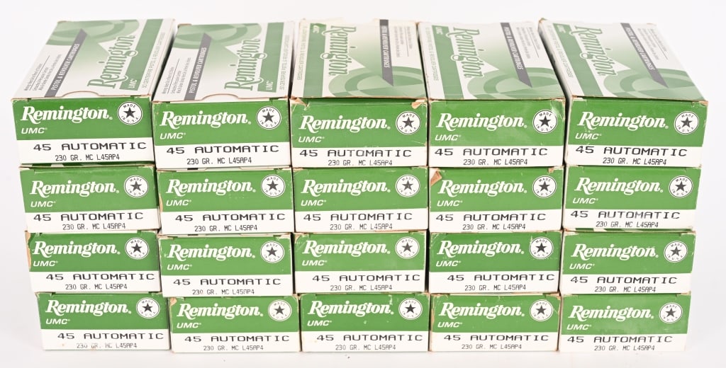 1000 ROUNDS OF REMINGTON 45 ACP AMMUNITION: This is a lot of Remington .45 ACP, 230gr FMJ ammunition.