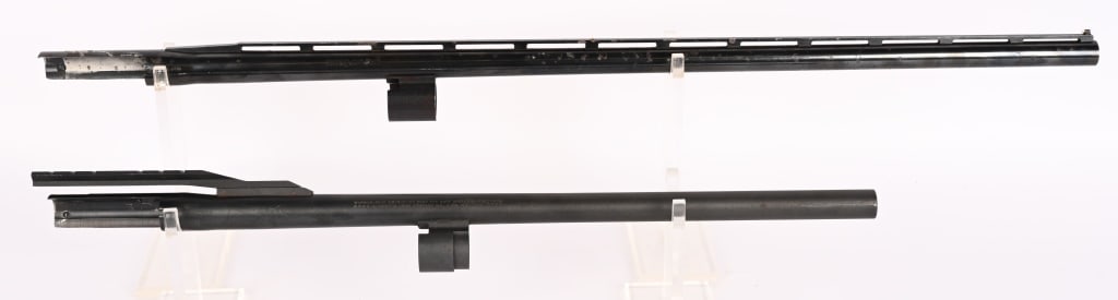 SET OF TWO REMINGTON SHOTGUN BARRELS 1100 / 1187: BARREL # 1 Remington 1187 Cantilever Scope mount rifled slug barrel 1-35" twist. Pakerized finish with scope mount attached. CONDITION: Bore is bright with strong rifling. CONDITION: Very good, USED