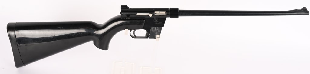 CHARTER ARMS AR-7 EXPLORER .22 RIFLE: SERIAL NUMBER: A18475. BARREL: 16". CALIBER: .22 LR. The Charter Arms AR-7 is a compact, lightweight .22 LR semi-automatic "survival rifle" produced from 1973 to 1990. Designed for easy takedown