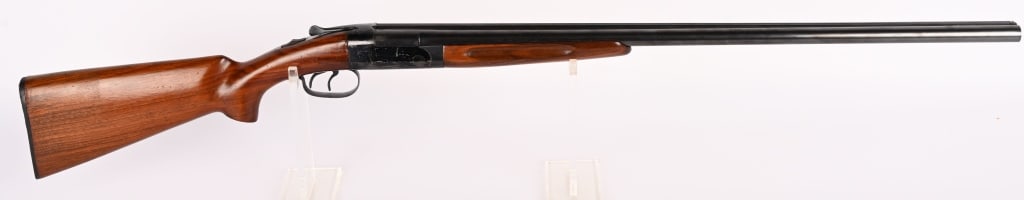 WINCHESTER MODEL 24 SXS SHOTGUN: SERIAL NUMBER: 3357. BARREL: 30". GAUGE: 12 GA. CHOKE: MOD (LEFT), CYL (RIGHT). CHAMBER: 2 3/4". LOP: 14 1/4". MANUFACTURED: circa 1940. The Winchester Model 24 is a robust, utilitarian side-by-side