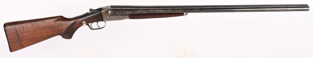 SAVAGE ARMS FOX MODEL B SXS 12 GAUGE SHOTGUN: SERIAL NUMBER: NSN. BARREL: 30". GAUGE: 12 GA. CHOKE: FULL (LEFT), MOD (RIGHT). CHAMBER: 2 3/4". This shotgun features blued, grooved ribbed barrel, engraved waterfowl water scene on bottom of the