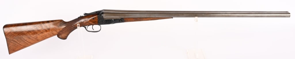 PARKER BROS GRADE 3 DAMASCUS SXS SHOTGUN: SERIAL NUMBER: 107032. BARREL: 30". GAUGE: 12 GA. CHOKE: MOD (LEFT), ICYL (RIGHT). CHAMBER: 2 ¾". LOP: 14 ½". DAC: 1 5/8". DAH: 2 ¾". MANUFACTURED: circa 1902. This is a fine damascus