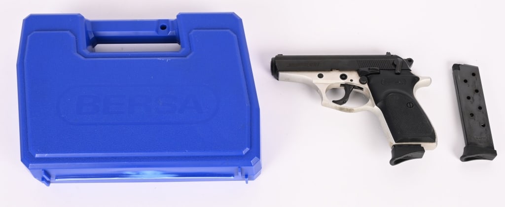 BERSA THUNDER 380 SEMI AUTO PISTOLS: SERIAL NUMBER: L12640. BARREL: 3 ½". CALIBER: .380 AUTO. The Thunder 380 DA/SA action pistol is similar in design to the Walther PPK. It has a light aluminum alloy frame that reduces weight for