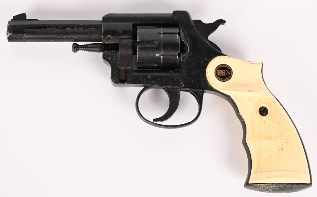 ROHM RG24 .22 LR REVOLVER: SERIAL NUMBER: NSN. BARREL: 3 1/2". CALIBER: .22 LR. The Rohm RG24 is a German-made .22 LR caliber, 6-shot double-action revolver produced in the 1960s-1970s. It is commonly identified as a