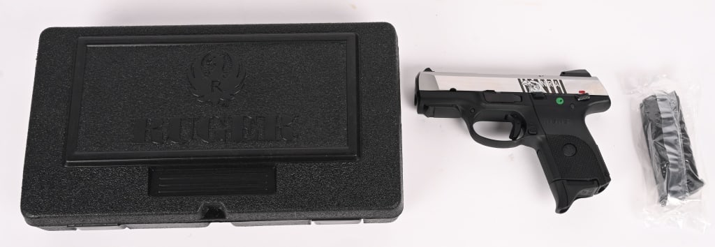 RUGER SR9C FRIENDS OF NRA SEMI AUTO PISTOL W/CASE: SERIAL NUMBER: 333-23861. BARREL: 3 1/4". CALIBER: 9X19. MANUFACTURED: 2012. Alloy frame, stainless slide, white dot combat sights, " FRIENDS OF NRA" engraved on slide and (2) 9 shot magazine. Matchin