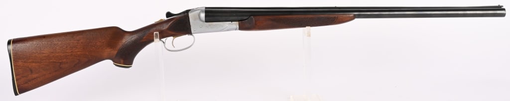 SAVAGE ARMS FOX MODEL B SIDE BY SIDE SHOTGUN: SERIAL NUMBER: FOXBDL. BARRELS: 26". GAUGE: 12 GA. CHOKE: IMOD (LEFT), MOD (RIGHT). CHAMBER: 2 3/4". LOP: 13 3/4". DAC: 1 1/2". DAH: 2 3/4". This shotgun features blued, grooved ribbed barrel,